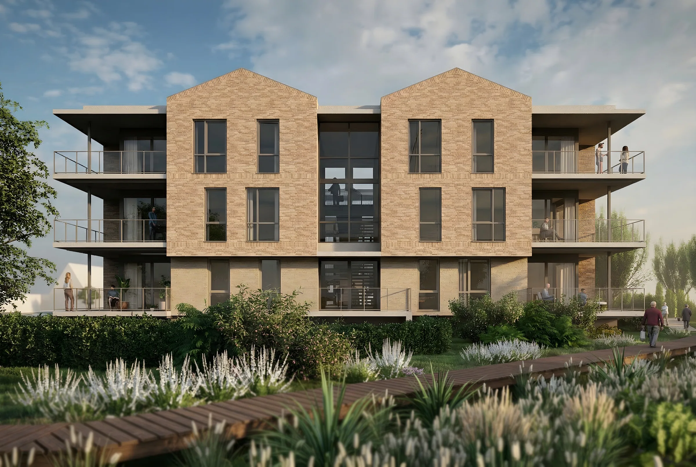 Appartementen aan het water — Balkons aan de buitenrand